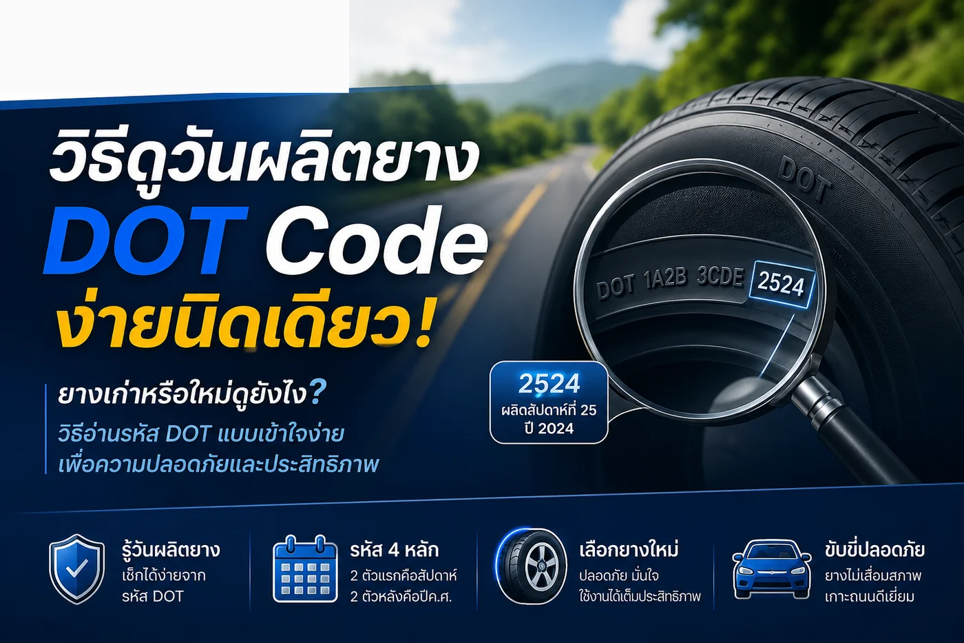 วิธีดูปีผลิตยาง DOT Code อ่านยังไง?